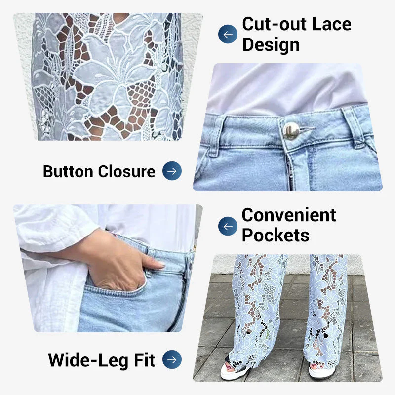 🌸🔥 Jeans mit Spitzeneinsatz
