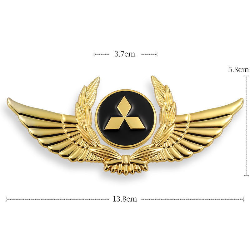 3D car gold body stickers to block scratches decorative stickers wings side label car logo stickers
