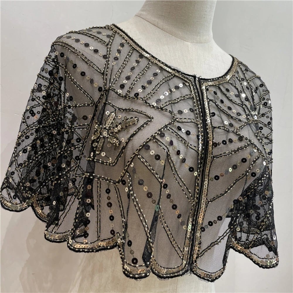 🔥 Vintage-Schal mit Spitze und Perlen 🔥