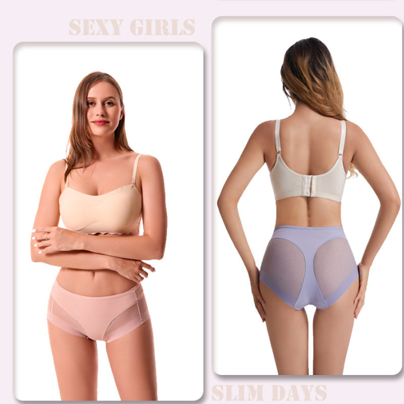 🎁 (4 Stück) 1 kaufen, 3 gratis dazu ⏳Nahtlose formende High-Waist-Slips aus Eisseide