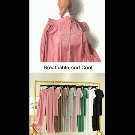 💖Begrenztes Angebot: 50 % Rabatt💖Weiches, bequemes Eisseiden-T-Shirt mit kurzen Ärmeln und lockere Zweiteiler-Kombination mit Hose mit weitem Bein