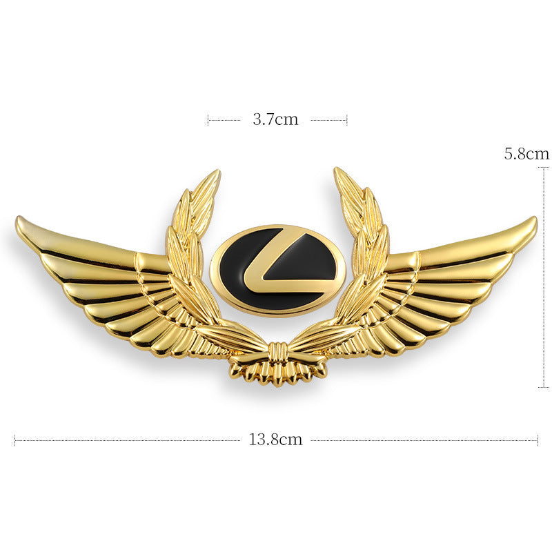 3D car gold body stickers to block scratches decorative stickers wings side label car logo stickers