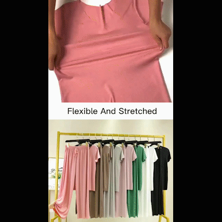 💖Begrenztes Angebot: 50 % Rabatt💖Weiches, bequemes Eisseiden-T-Shirt mit kurzen Ärmeln und lockere Zweiteiler-Kombination mit Hose mit weitem Bein