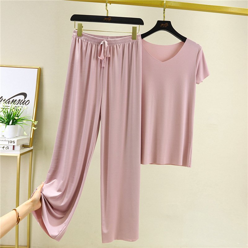 💖Begrenztes Angebot: 50 % Rabatt💖Weiches, bequemes Eisseiden-T-Shirt mit kurzen Ärmeln und lockere Zweiteiler-Kombination mit Hose mit weitem Bein