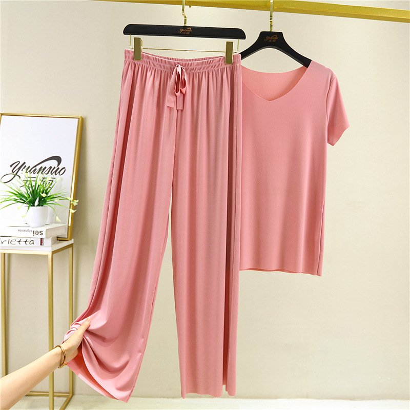 💖Begrenztes Angebot: 50 % Rabatt💖Weiches, bequemes Eisseiden-T-Shirt mit kurzen Ärmeln und lockere Zweiteiler-Kombination mit Hose mit weitem Bein