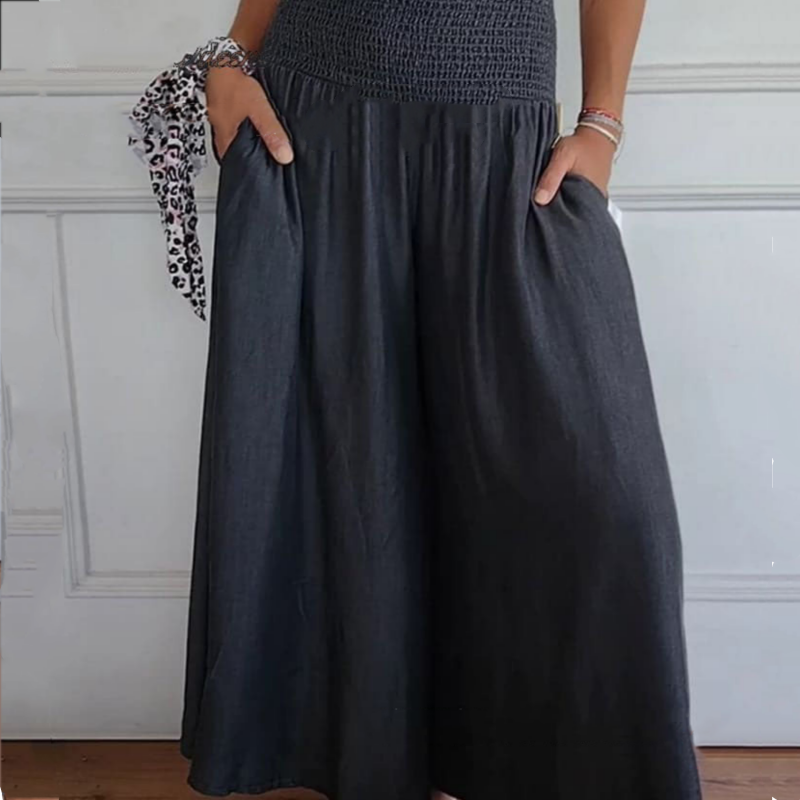 🔥Heiße Angebote 🔥 Trendige Damenjeans mit hoher Taille, weitem Bein und Taschen