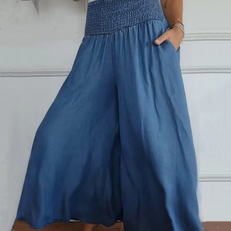 🔥Heiße Angebote 🔥 Trendige Damenjeans mit hoher Taille, weitem Bein und Taschen