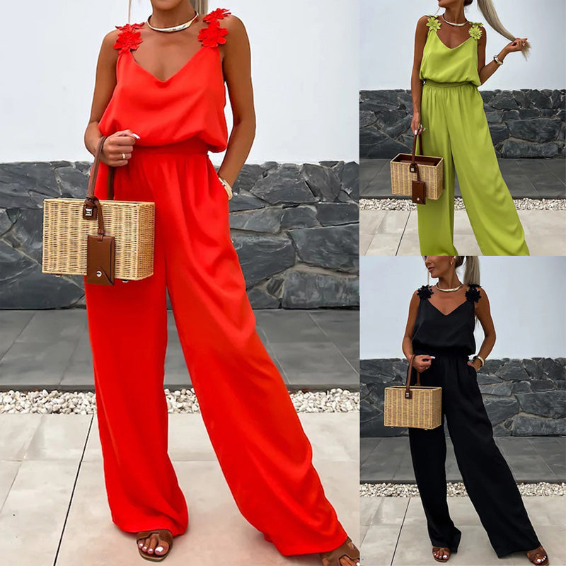🔥Ärmelloser Damen-Jumpsuit mit weitem Bein
