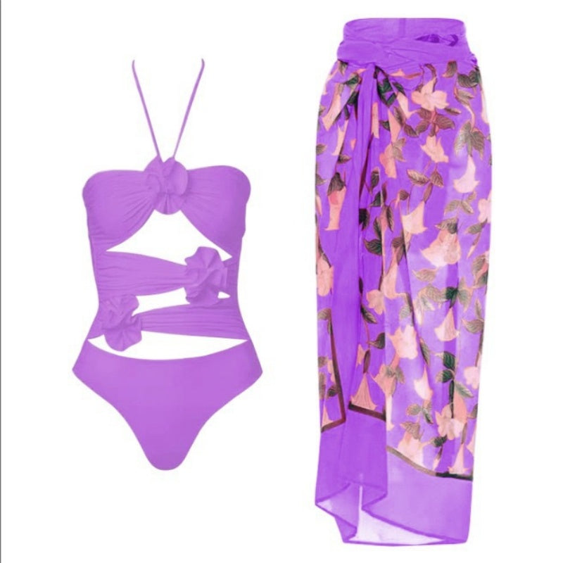 🔥Heißer Sale – 50 % Rabatt🔥Modischer Damen-Badeanzug mit Blumenmuster und Rock, einteilig