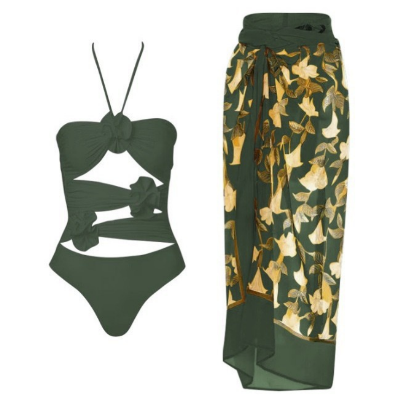 🔥Heißer Sale – 50 % Rabatt🔥Modischer Damen-Badeanzug mit Blumenmuster und Rock, einteilig