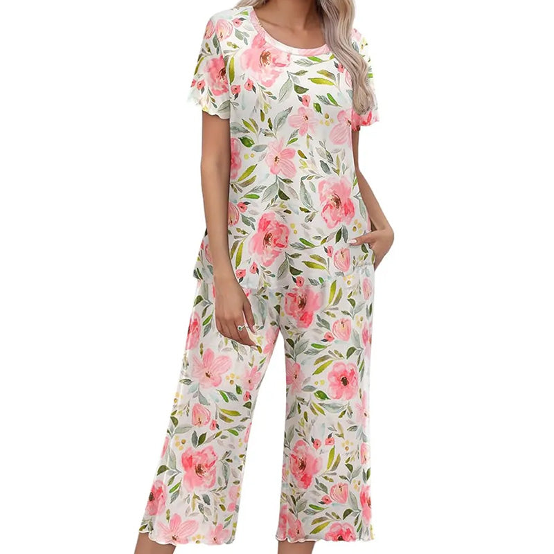 🎁Heiße Aktion: 50 % Rabatt⏳Bedrucktes Damen-Schlafanzugset mit Oberteil und Hose