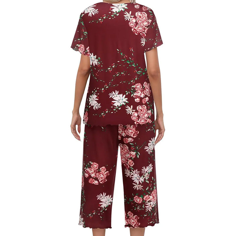 🎁Heiße Aktion: 50 % Rabatt⏳Bedrucktes Damen-Schlafanzugset mit Oberteil und Hose