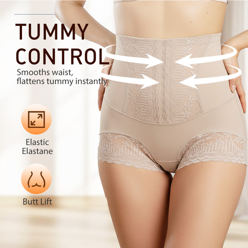 Damen-Spitzen-Slip mit hoher Taille, Bauch-weg-Effekt und Po-Lifting-Funktion