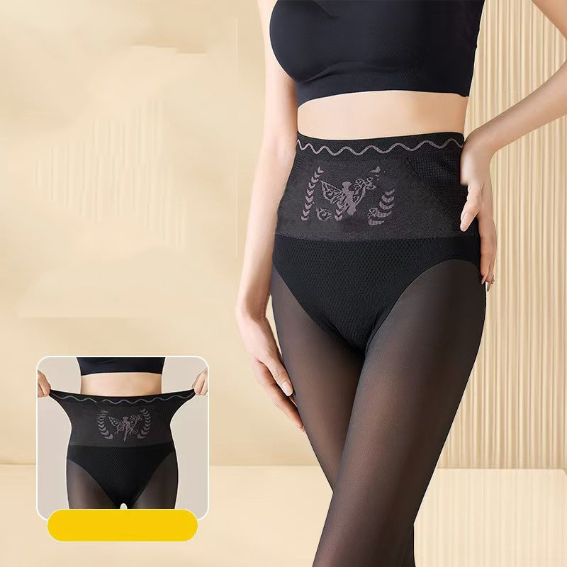 Damen-Strumpfhose mit Plüschfutter, hoher Taille, blickoptik und Bauch-weg-Effekt