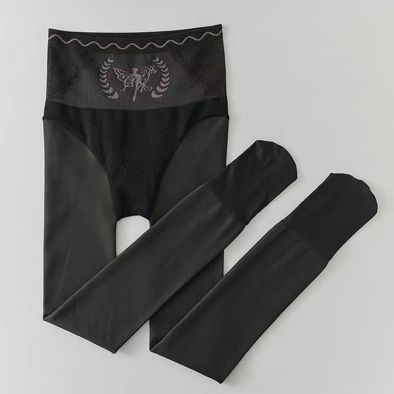 Damen-Strumpfhose mit Plüschfutter, hoher Taille, blickoptik und Bauch-weg-Effekt