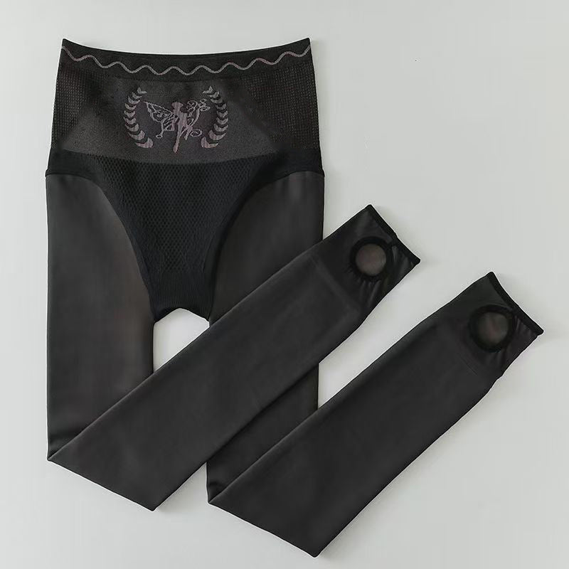 Damen-Strumpfhose mit Plüschfutter, hoher Taille, blickoptik und Bauch-weg-Effekt