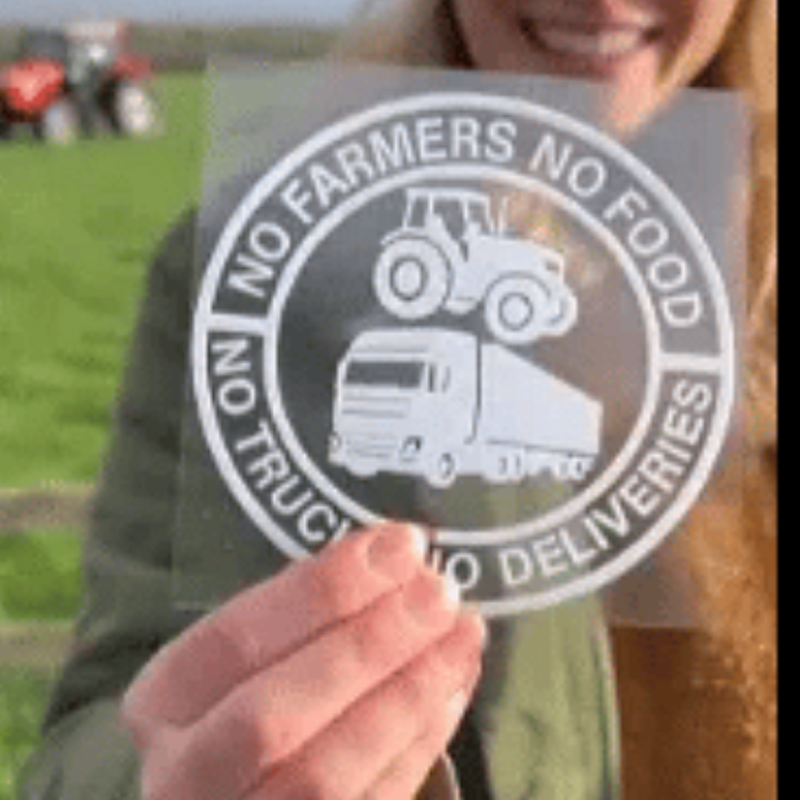 Car Vinyl Sticker: No Farmers No Food - No Trucks No Deliveries