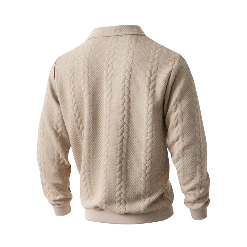 Men's Casual Half-Zip Cable-Knit Sweater